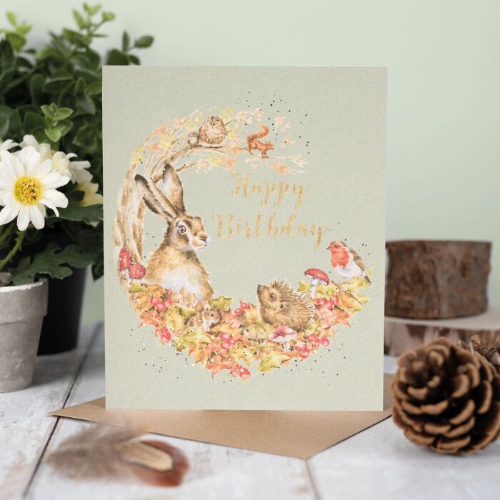 Wrendale Designs "Foraging Foray" Woodland Animal Birthday Card